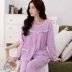 Mùa xuân và mùa thu cotton dài tay đồ ngủ phụ nữ cộng với phân bón XL đồ ngủ phụ nữ cotton tháng quần áo phục vụ nhà mùa hè Bộ Pajama