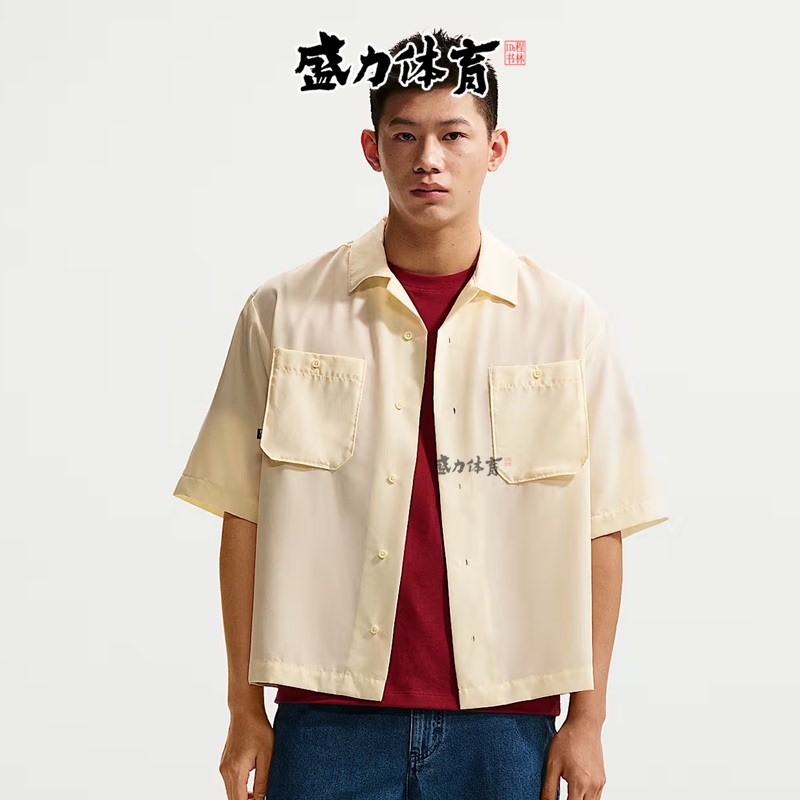 Nike Men's Quick-Drying Short-Sleeved Shirt New Style Cantaloupe Print Lapel Retro T-Shirt If1076-113