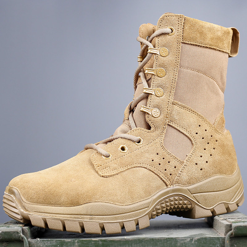 New style brown combat training boots public hair spring and autumn desert boots ultra-light breathable summer tactical boots flight boots army fans shoes boots