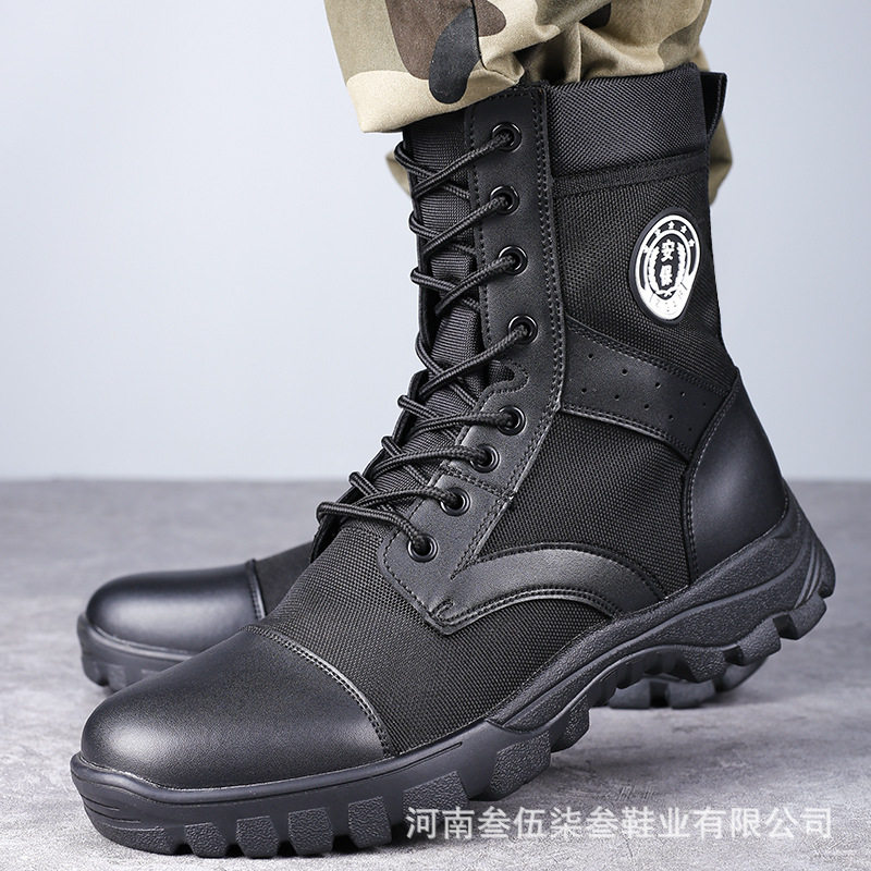 Fall Laubao Security Boots Men And Women Tactical Canvas High Cylinder Ultralight Security Security Shoes Black Laced Training Boots