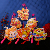Dingcheng Tiger New Year Spring Festival Lantern Decoration PVC Zodiac Cartoon Light-emitting Music Childrens DIY Portable Lantern