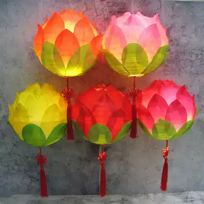 Holiday supplies New Year hot sale Silk lantern led luminous portable lotus lotus lamp Children's dance props lamp