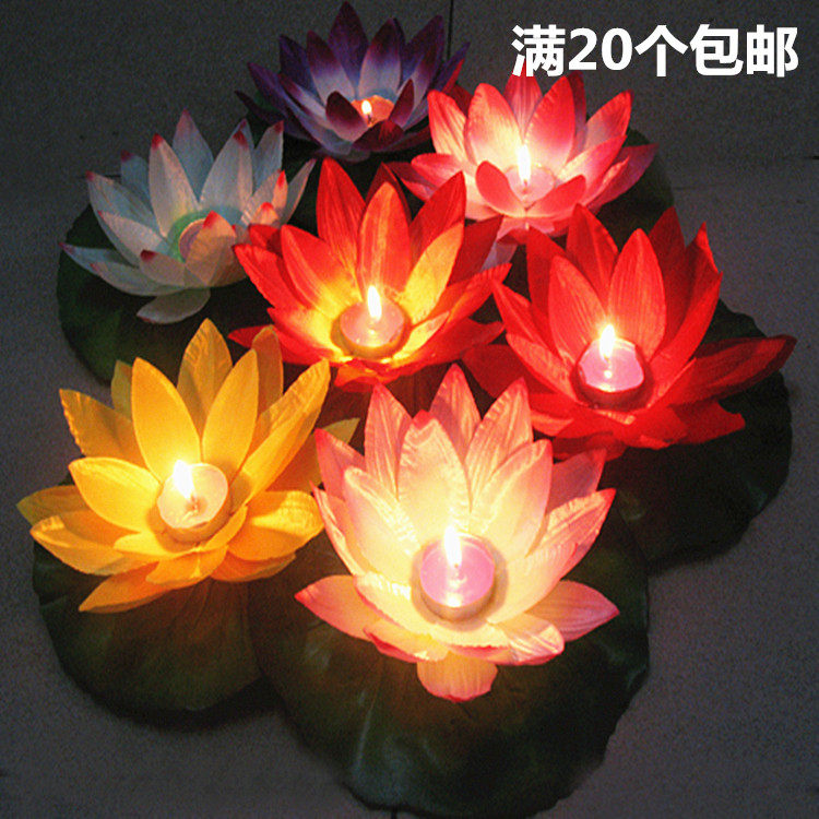 Hot sale white silk cloth lotus lotus lantern water lantern river lantern wishing blessing activity light photography photo stage props