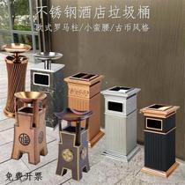 European-style hotel lobby trash can commercial small waist stainless steel Roman column smoke bucket indoor ancient coin ash bucket