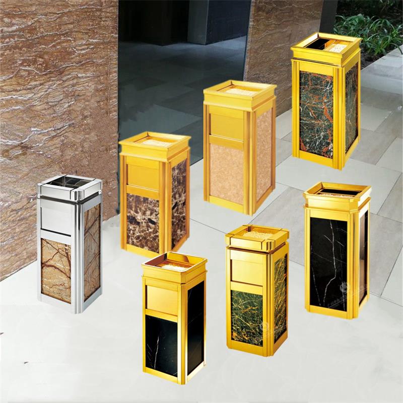 Hotel lobby marble trash can ashtray without cover commercial square storage bucket stainless steel wall ashtray - Taobao