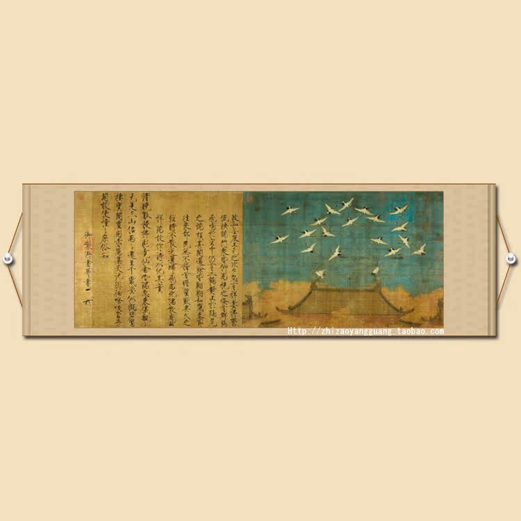 Ritsuru 6-ruler banners scroll imitation of ancient flowers and birds Xianghe Soft framed famous painting and calligraphy country painting Zhao Jiu