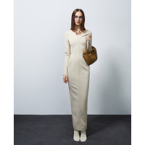 Z boss Europe and America minimalist V collar long sleeve temperament improved cheongsam wind backless slim swallowtail long dress women