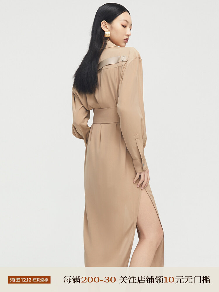 Z boss fancy shirt long-line dress female elegant temperament breathable acetate mid-length dress female