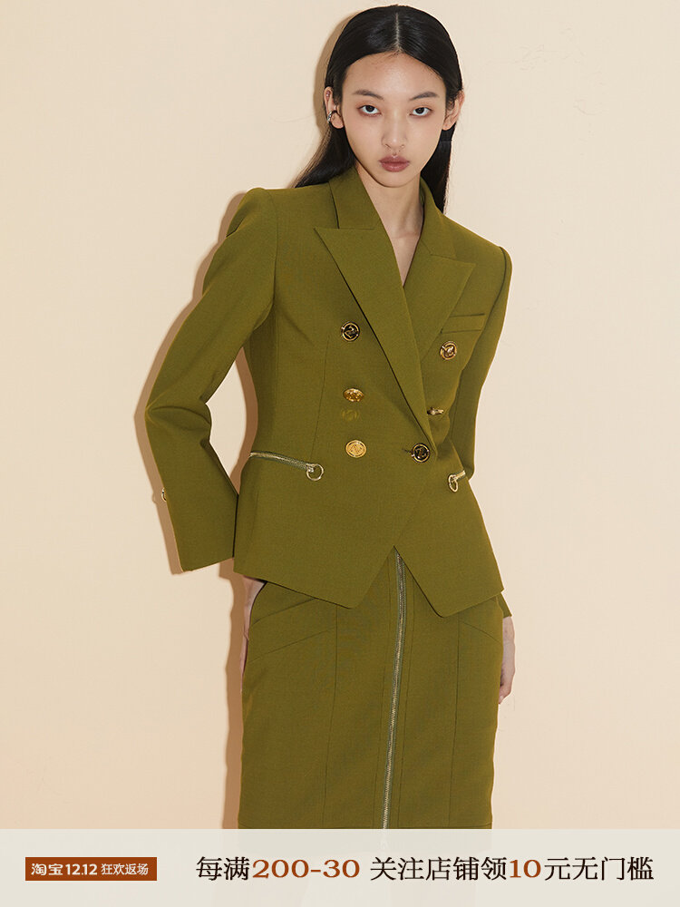 Boss Z Boman double row suit jacket female British accent retro modern smooth line suit jacket female