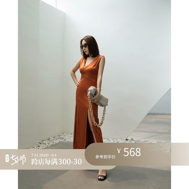 Z boss Sexy X type cut elastic acetate Ocean dress Deep V Sexy sleeveless design Feel Skirt Child Summer