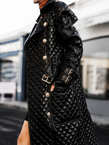 Z boss shirt B home full diamond-shaped grid leather cotton trench coat double-breasted medium and long sheepskin coat