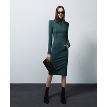 Z boss minimalist neat cut dress women W line right angle shoulder collar design elegant dress