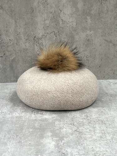 Зазор не доступен для замены. Универсальный темпераментный меховой шарик из саржевого шерстяного берета, женская осенне-зимняя модная шапка художника высокого качества