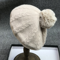 Knitted beret female Korean version of tide sweet and lovely autumn and winter wool wool hat children warm ear protection in winter