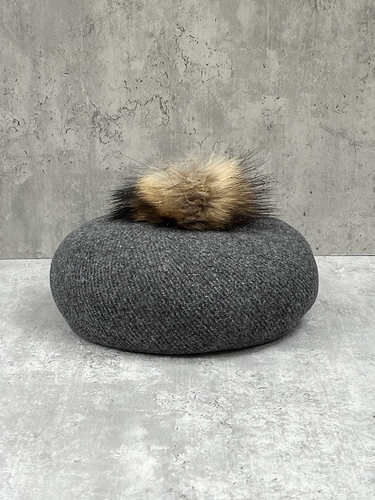 Зазор не доступен для замены. Универсальный темпераментный меховой шарик из саржевого шерстяного берета, женская осенне-зимняя модная шапка художника высокого качества