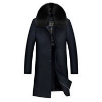 Áo khoác len nam trung niên mùa đông, bố, ông già, phần dài, cộng với nhung dày, áo len, áo khoác áo khoác dài nam