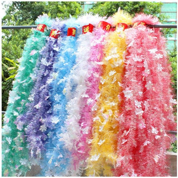 Christmas Decorations Colored with snowflake wool strips Christmas tree Decorative Strips Shop Window Decoration Accessories Colorful butterfly knot-Taobao