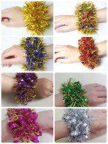 Children's Day Latin Dance Morning Exercise Dance Hand Flower Head Flower Gold Red Silver Green Blue Colorful Wrist Flower Headdress Rubber Band