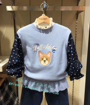 Yilian childrens clothing counter domestic 22 spring new girl stitching round neck sweater KWC1221D