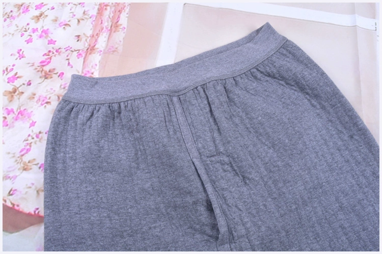 Cộng với quần lửng size lớn cho nam trung niên dày quần cotton một mảnh ba lớp chần ấm quần mỏng bố lỏng