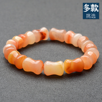 Yunnan Huanglong Jade Bracelet Mens Ice seed Burmese Jade bucket beads golden sand bead bracelet female red bead string