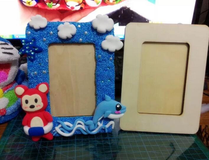 Homemade Photo Frame Creative Diy Material 56 Inch White-blank Wooden Photo Frame Pearl Clay Snowflake Hanging Wall Handmade-Taobao