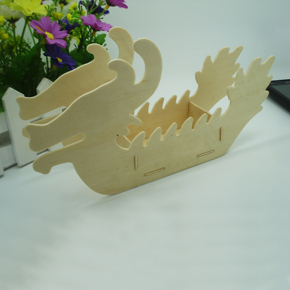 Dragon Boat Festival wooden dragon boat dragon boat graffiti DIY white embryo manual course painting kindergarten coloring painting color painting