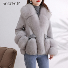 Women's Korean version of fox fur fashionable and foreign style plush down jacket with warm short integrated Haining collar new style