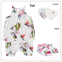 Spot Next Child Clothing Girl Flying Bird Flower Butterfly Knot pendant with skirt T-shirt shorts suit