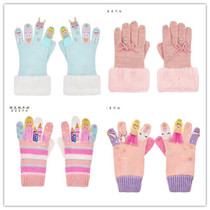 Spot monsoon childrens new pink princess cartoon finger gloves children knitted gloves l
