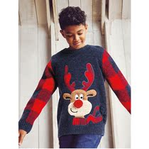 Spot next childrens clothing boys New Year red Christmas reindeer print long sleeve sweater knit sweater