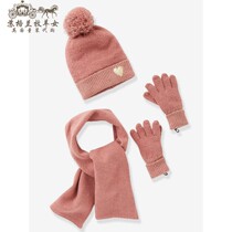 Spot VT childrens clothing girl pink love knitted hat scarf glove set