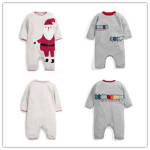 Spot mamaspapas boy Santa Claus grey caterpillar long sleeve knitted one-piece clothes long climbing suit l