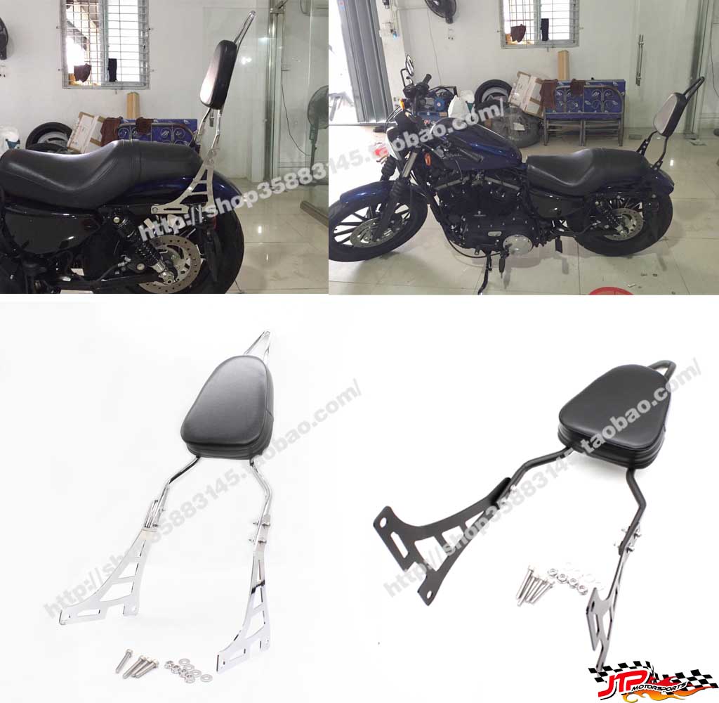 Applicable Harley XL883 1200 X48 72 Universal retrofit rear backrest plus high cushion back against frame tip bow