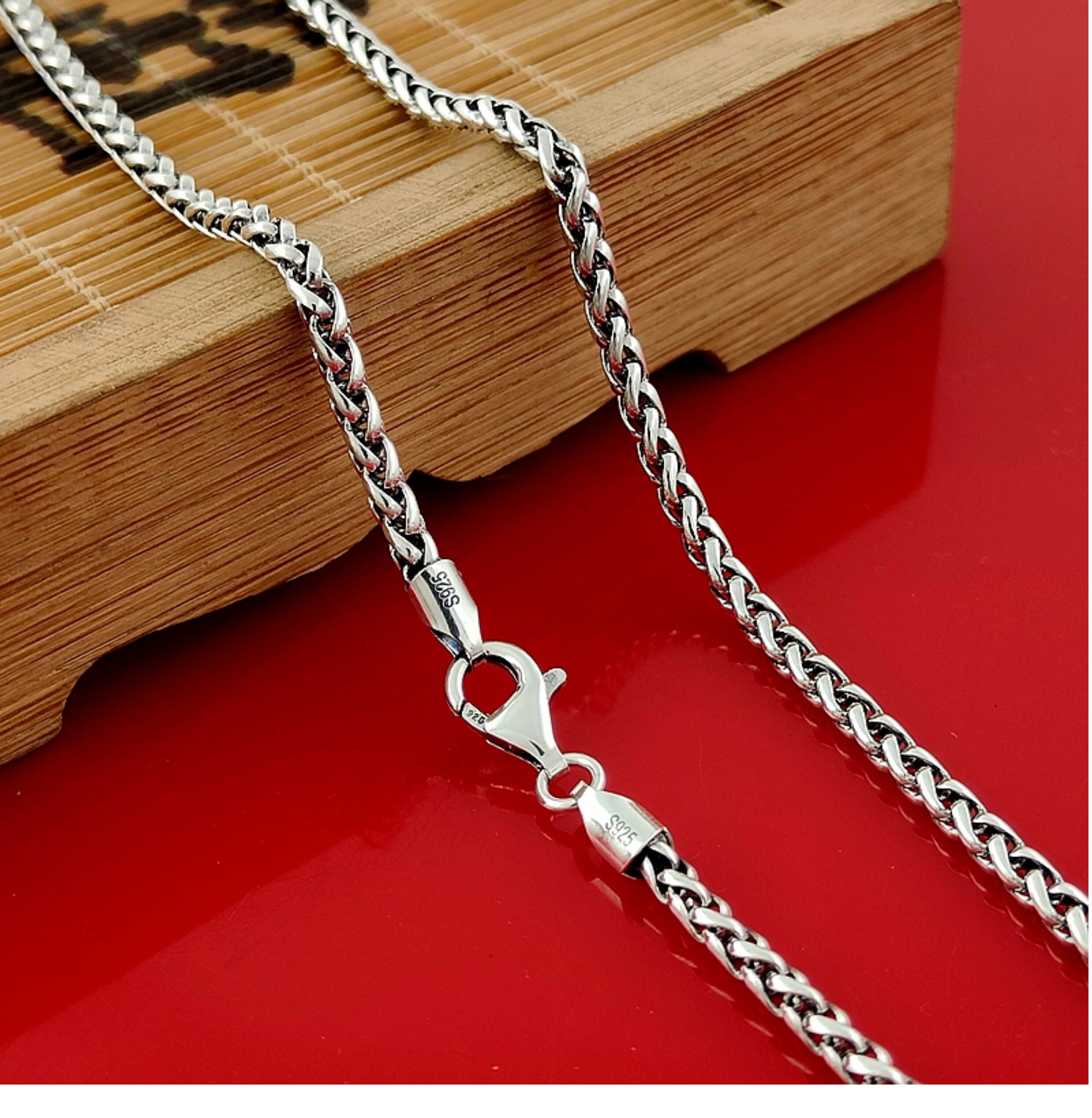 Серебряное ожерелье 纯银男项链个性时尚生日礼物s925银扭纹麻花项链男吊坠配链饰品 Extreme