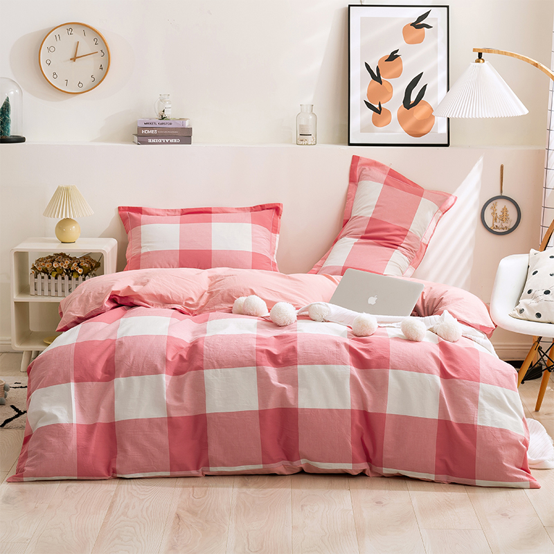 Printiless products all cotton four pieces of pure cotton washing beds suite simple high-end red dormitory three-piece sets