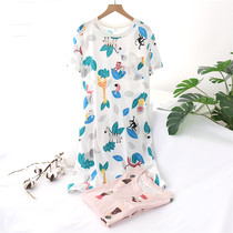 Short sleeve nightgown women Summer cotton long sweet cartoon cotton home dress summer half sleeve thin home wear