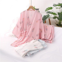 Cotton Hanfu pajamas women spring and autumn cotton seven-point sleeve trousers crepe thin summer sweat steamed clothing home clothing set