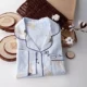 Bộ đồ ngủ gạc cotton mùa xuân và mùa thu đôi dài tay đôi cotton sợi mỏng phần bông phục vụ nhà phù hợp với nam giới kích thước lớn đồ bộ thể thao nam