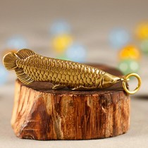 Handmade creative pure copper golden Arowana keychain pendant Vintage mens and womens bag pendant brass pendant gift