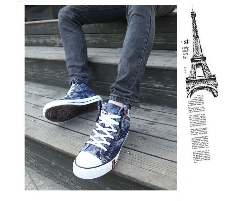 Giày vải denim cao nam phiên bản Hàn Quốc của ulzzang xu hướng học sinh ngụy trang cá tính giày thường giày skate thể thao shop giày bóng rổ hà nội