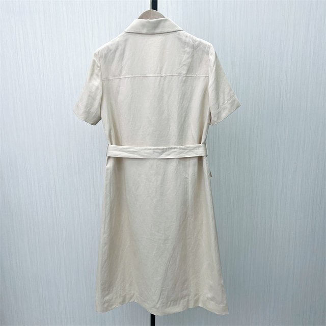 European S2024 spring new cotton and linen dress feminine commuting loose simple long skirt 2190