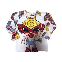 High-end custom black super pacifier robot base shirt Japanese tide brand children long-sleeved T-shirt