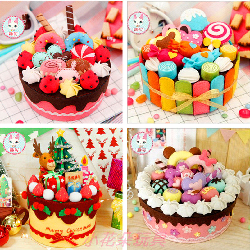 Handmade Diy Material Bag New Year Gift Box Unwoven Fabric Cloth Art Birthday Cake Chocolate Candy Containing Box