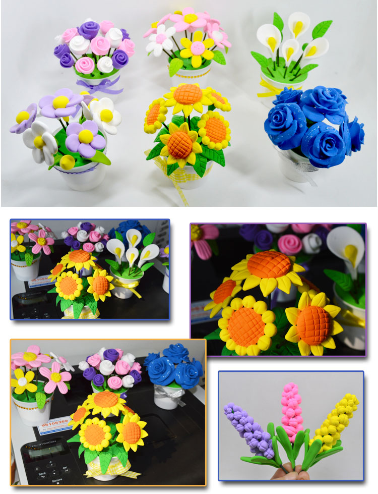 Trẻ em chậu handmade gói nguyên liệu đất sét Tự làm màu bùn plasticine hoa, cây trồng trong chậu sản xuất hoa này đồ dùng cần thiết cho trẻ dưới 1 tuổi