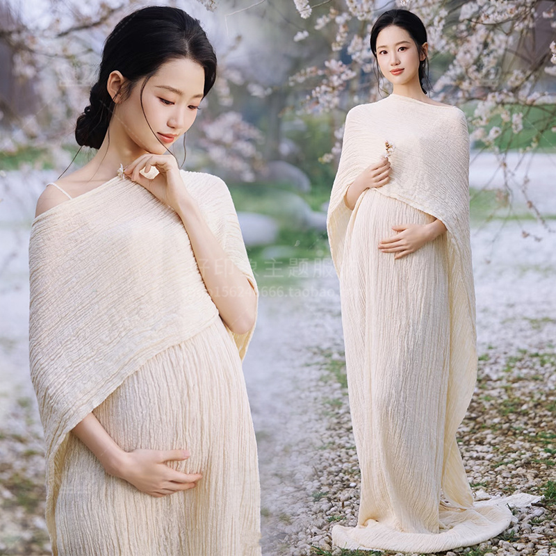 Maternity-Themed New Chinese-Style Zen Dress, Maternity Wear with a High-End and Atmospheric Feel, Fairy-Style Long Dress for Photography
