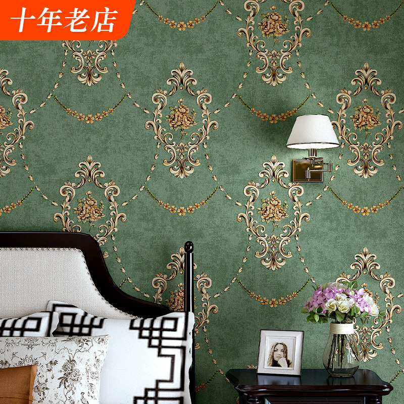 American wallpaper 3D Cubic garden unwoven fabric European-style home living room bedroom lavish retro TV background wallpaper