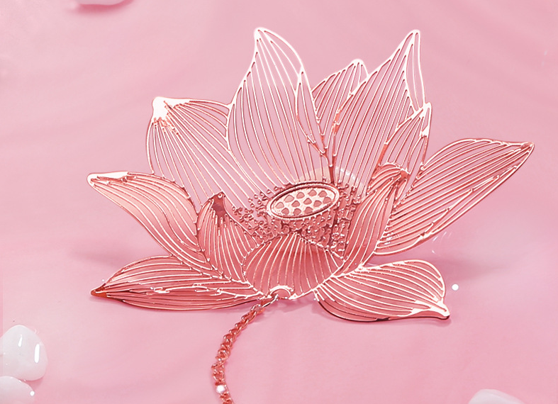 Metal hollow lotus fish play lotus room bookmark Chinese wind student graduation souvenir gift classical culture souvenir