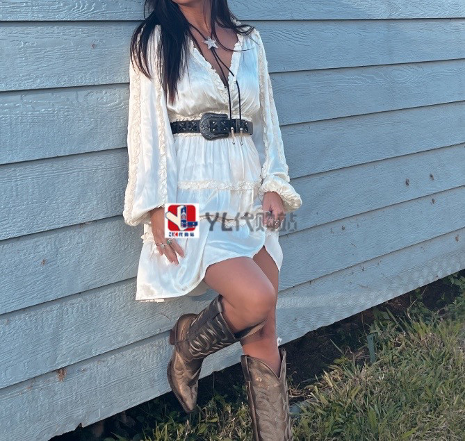 Западные Boots 美国直邮代购bella同款shyanne刺绣方尖头高筒真皮靴夏西部牛仔靴 Other
