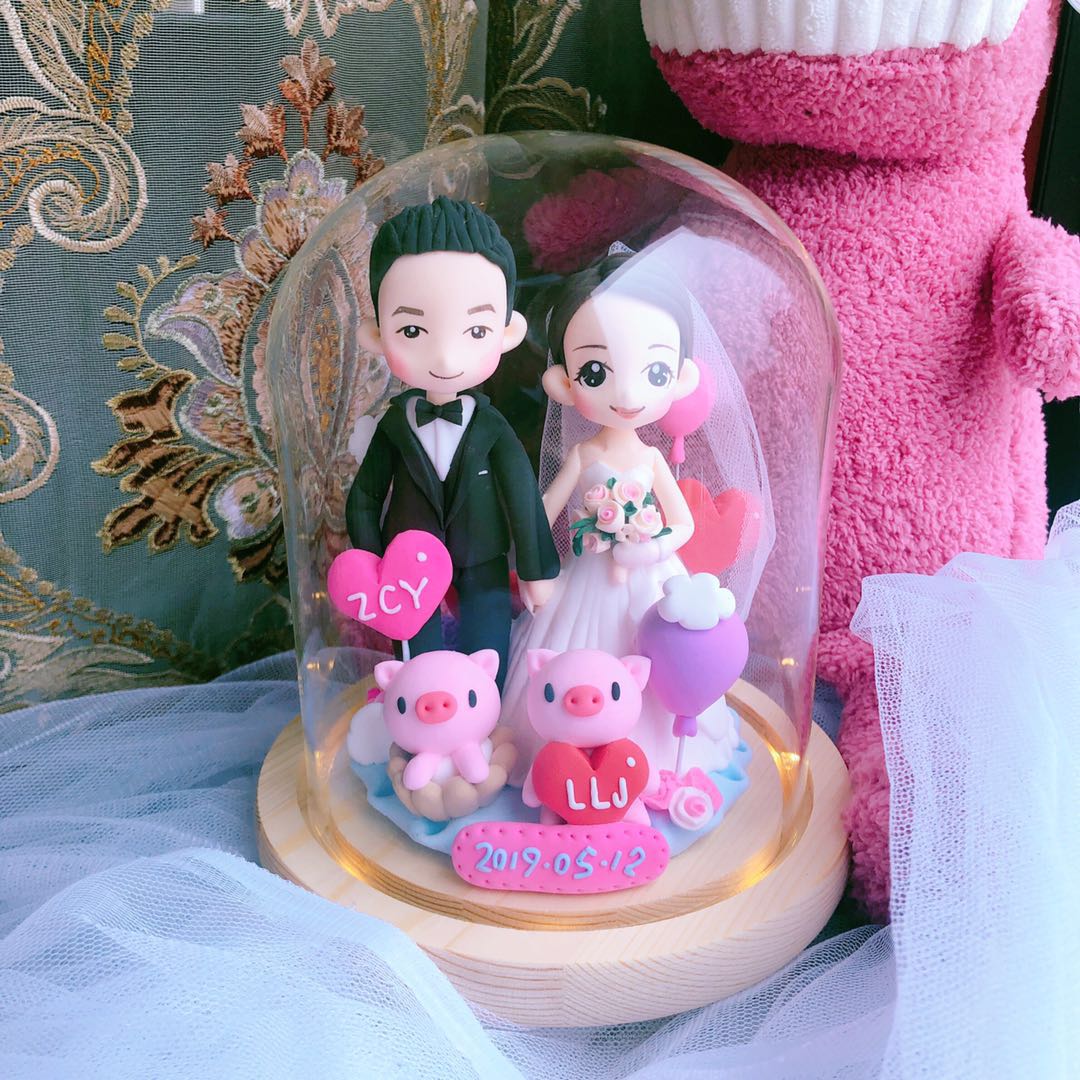 Ultra-light clay cartoon handmade clay couple wedding birthday gift doll handmade live doll custom doll